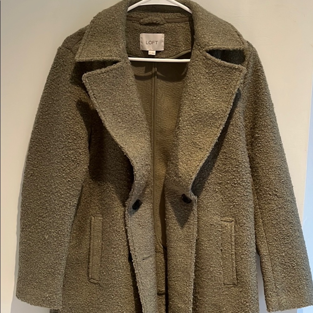 LOFT NWT green moss boucle coat